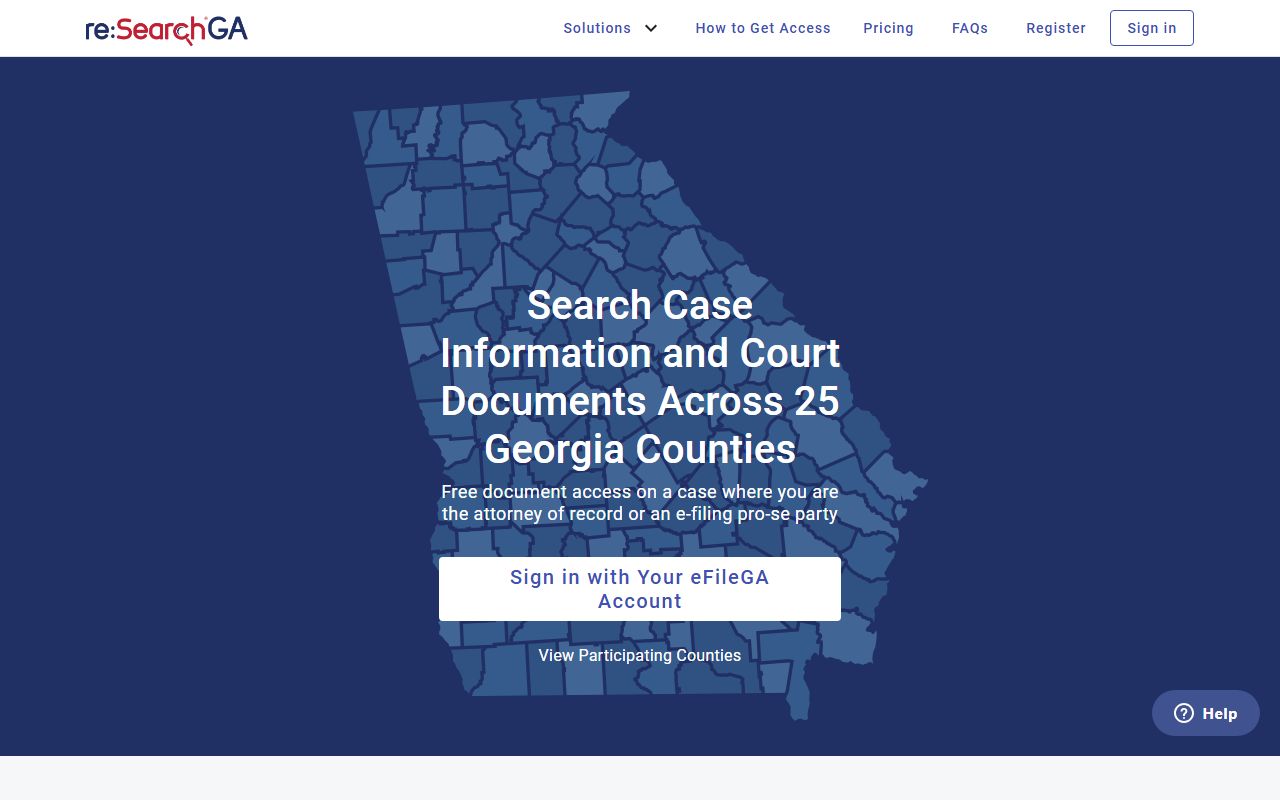 Chatham County court records search through the re:Search Georgia case lookup portal