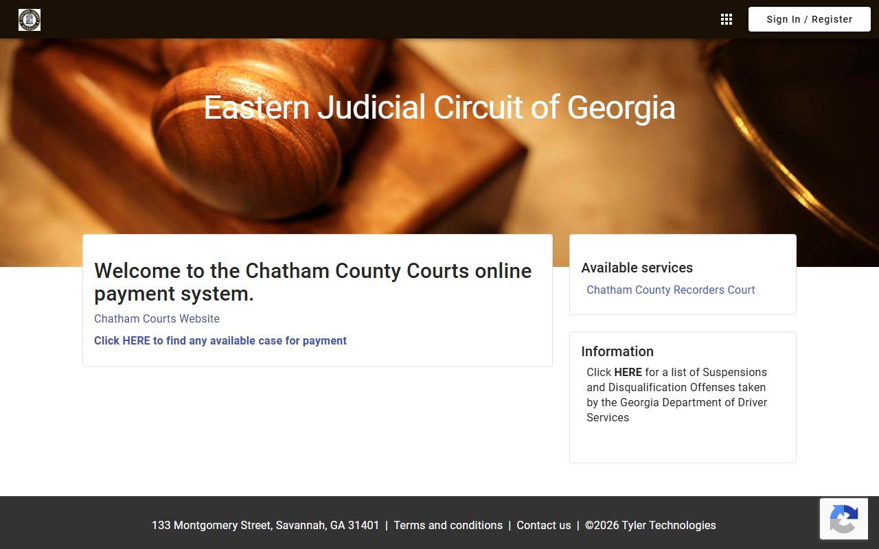 Chatham County Recorder's Court online payment portal for traffic and criminal citations