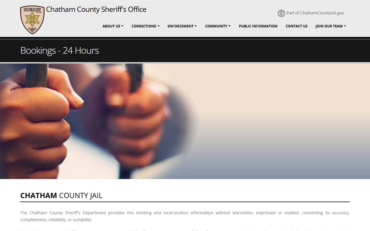 Chatham County 24-hour Sheriff booking list used in a Chatham County inmate search