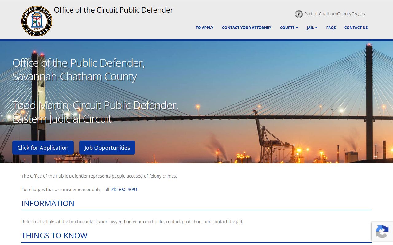 Chatham County criminal records felony defense through the Circuit Public Defender homepage