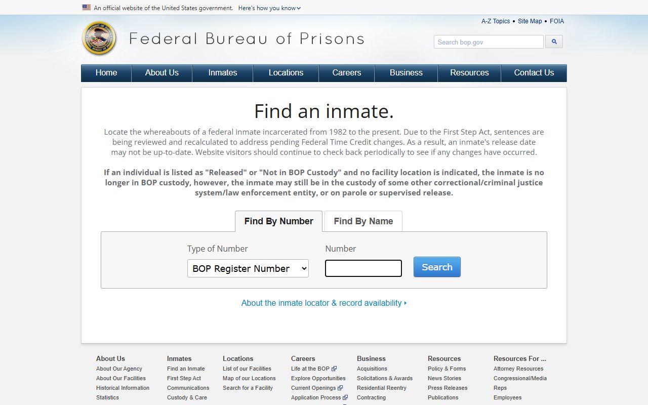 Federal Bureau of Prisons inmate locator used in a Chatham County released inmates search